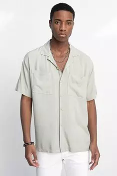 Удобная спортивная рубашка из вискозы с короткими рукавами Tudors Relax Fit из ткани с открытым воротником TUDORS, зеленый