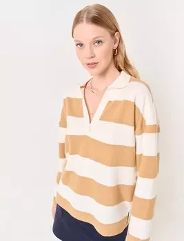 Удобная толстовка в полоску с V-образным вырезом и длинными рукавами из верблюжьей шерсти Jimmy Key