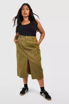 удобная юбка миди Boohoo, хаки