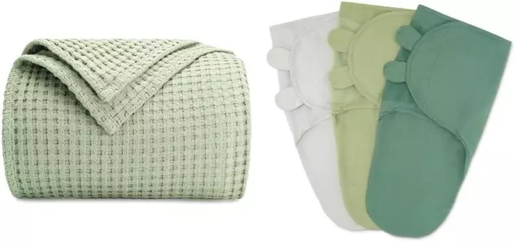 Удобное одеяло из 100% хлопка вафельного переплетения для малышей и пеленальное одеяло для маленьких девочек и мальчиков, легко регулируемая упаковка из 3 штук в комплекте Comfy Cubs