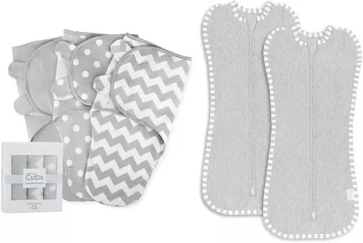 Удобное пеленальное одеяло для маленьких девочек и мальчиков, легко регулируемое одеяло из 3 штук и пеленальное одеяло для маленьких девочек и мальчиков, легкая накидка на молнии, 2 упаковки в комплекте Comfy Cubs