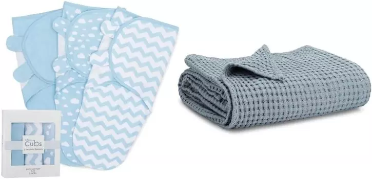 Удобное пеленальное одеяло для маленьких девочек и мальчиков, легко регулируемое одеяло из 3 упаковок из 100% хлопка вафельного переплетения в комплекте Comfy Cubs