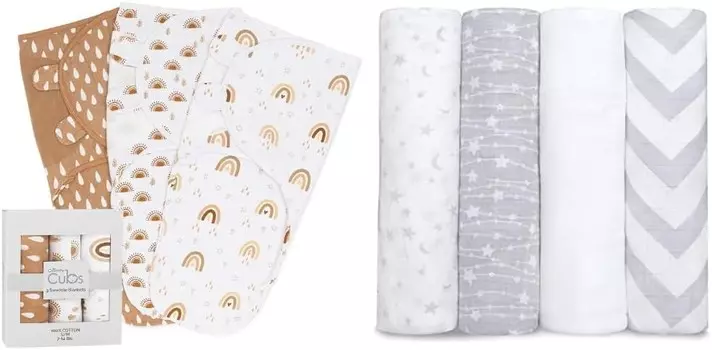 Удобное пеленальное одеяло для маленьких девочек и мальчиков, легко регулируемая упаковка из 3 муслиновых одеял в комплекте Comfy Cubs