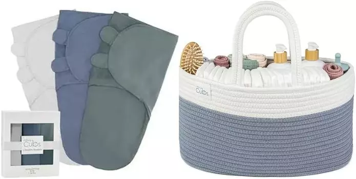 Удобное пеленальное одеяло для маленьких девочек и мальчиков, легко регулируемое одеяло из 3 штук и органайзер для подгузников в комплекте Comfy Cubs