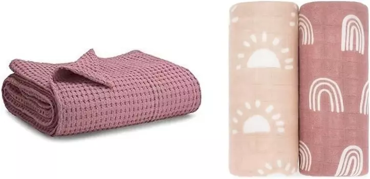 Удобное вафельное одеяло Cubs и комплект из 2 муслиновых пеленальных одеял Comfy Cubs