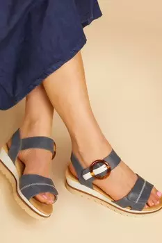 Удобные босоножки на танкетке Pavers, синий