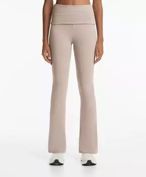 Удобные брюки-клеш с откидной талией Comfortlux Oysho, цвет Mink