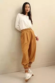 Удобные брюки в рубчик с молочно-кофейным узором ALL DAY