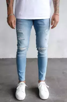 Удобные джинсы 2Y Premium "Мужские укороченные джинсы 2Y Premium 2Y Destroyed Skinny Fit" (1 шт.), синий