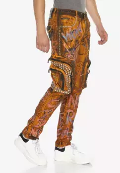 Удобные джинсы Cipo & Baxx "CD634" в классном дизайне, цвет Orange