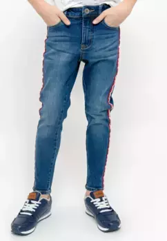Удобные джинсы Gulliver "Casual Denim Pants" с контрастными полосками по бокам, синий