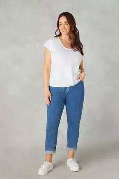 Удобные джинсы Mom с изгибом для миниатюрных размеров Live Unlimited, синий