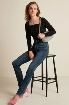 Удобные джинсы стрейч с прямыми штанинами Next, синий