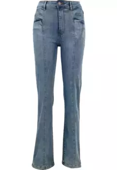 Удобные джинсы URBAN CLASSICS " Urban Classics Women's Ladies High Waist Straight Slit Denim Pants" (1 шт.), цвет Tintedlightbluewashed