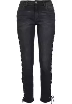 Удобные джинсы URBAN CLASSICS " Urban Classics Women's Ladies Denim Lace Up Skinny Pants" (1 шт.), цвет Blackwashed