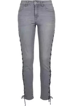 Удобные джинсы URBAN CLASSICS " Urban Classics Women's Ladies Denim Lace Up Skinny Pants" (1 шт.), серый