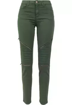 Удобные джинсы URBAN CLASSICS "Женские эластичные байкерские брюки Urban Classics" (1 шт.), оливковый