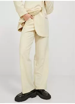 Удобные кремовые женские брюки с высокой талией JJXX