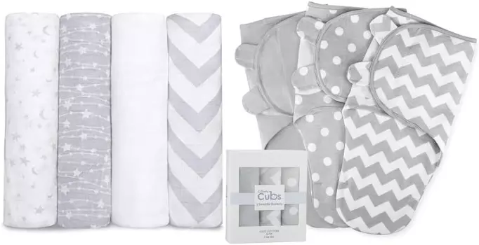 Удобные муслиновые одеяла для пеленания Cubs и пеленальное одеяло для маленьких девочек и мальчиков, легко регулируемая упаковка из 3 штук в комплекте Comfy Cubs