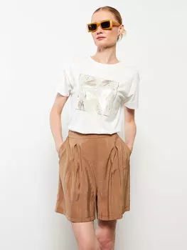 Удобные однотонные женские шорты с эластичной резинкой на талии LCWAIKIKI Classic