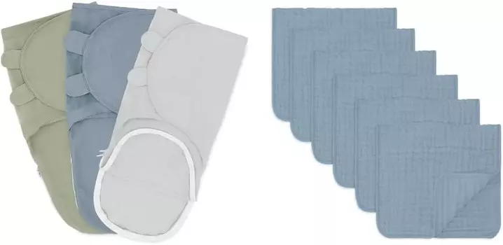 Удобные пеленальные одеяла Cubs для девочек и мальчиков, легко регулируемый спальный мешок с застежкой-молнией с легким доступом и большие муслиновые салфетки для отрыжки в комплекте из 100% хлопка Comfy Cubs