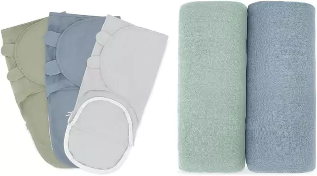 Удобные пеленальные одеяла Cubs для девочек и мальчиков, легко регулируемый спальный мешок с удобной молнией и 2 комплекта муслиновых пеленальных одеял в комплекте Comfy Cubs