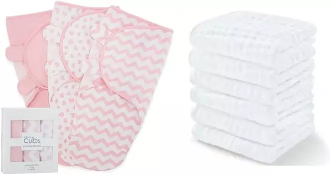 Удобные пеленальные одеяла для детенышей и детские мочалки в комплекте Comfy Cubs