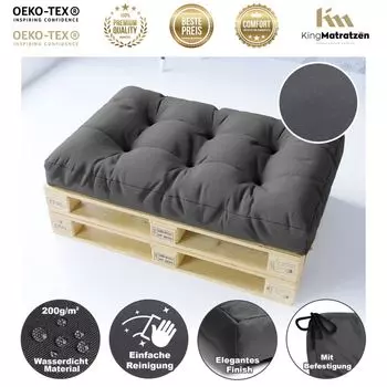 Удобные подушки-паллеты SIDE CUSHIONS 65X40X15 DARK GREY для дома и террасы VIA MALL, черный