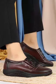 Удобные повседневные туфли для мам на специальном гелевом каблуке Comfort 704 Woggo, бургундия