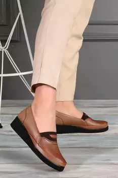 Удобные повседневные туфли для мам на специальном гелевом каблуке Y502-2 Woggo, норка