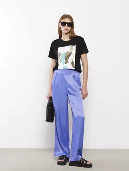 Удобные прямые атласные женские брюки с эластичной резинкой на талии LCW Casual