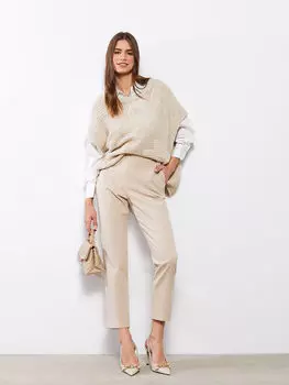 Удобные прямые женские брюки с эластичной резинкой на талии LC Waikiki Basic