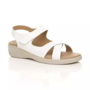 Удобные сандалии из искусственной кожи на низкой танкетке с ремешками AJVANI, белый