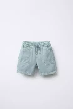 Удобные саржевые шорты-бермуды ZARA, синий