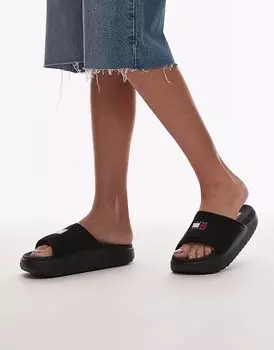 Удобные шлепанцы Tommy Jeans для бассейна черного цвета