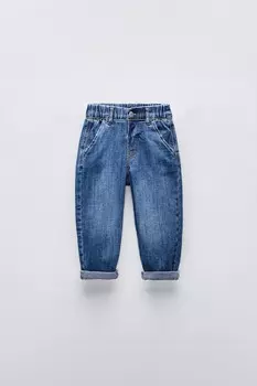 Удобные свободные джинсы ZARA, средне-синий