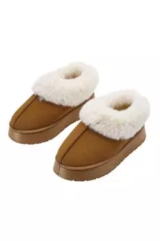 Удобные тапочки с закрытым носком на флисовой подкладке Домашняя обувь H&O Direct, коричневый