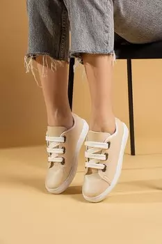 Удобные толстые женские кроссовки на шнуровке LCW320-23 Pembe Potin, обнаженная