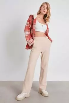 Удобные трикотажные спортивные штаны с карманами Vitrin, бежевый