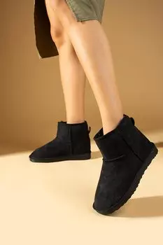 Удобные женские ботинки до щиколотки с шерстяной подкладкой 007-1996-23Замша Pembe Potin, черный