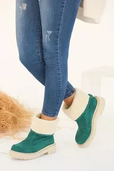 Удобные женские ботинки с подкладкой из овчины 49-7070-22Замша Pembe Potin