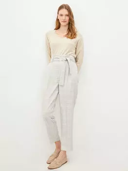 Удобные женские брюки-морковки в клетку с поясным ремнем LCWAIKIKI Classic