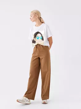 Удобные женские брюки с эластичной резинкой на талии LCW Casual, бежевый