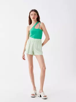 Удобные женские шорты с рисунком и эластичной резинкой на талии LCW Casual