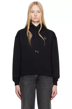 Удобный худи с нашивкой в виде головы дерзкого лиса Maison Kitsun, черный