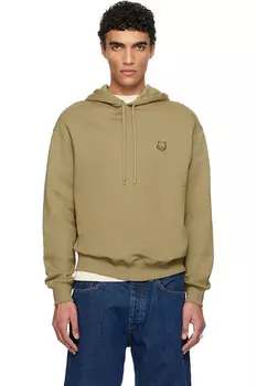 Удобный худи с нашивкой в виде головы дерзкого лиса Maison Kitsun, цвет cardamom