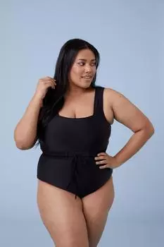 Удобный купальник из переработанного нейлона с эластичным шнурком на талии «Катапульта» Active People, черный