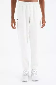 Удобный мужской спортивный костюм со шнуровкой и детальным принтом цвета экрю TOMMYLIFE