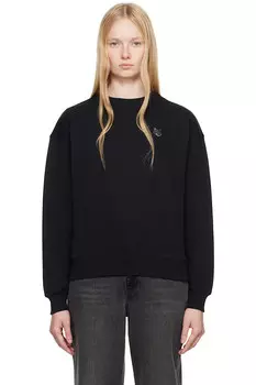 Удобный свитшот с вышивкой в виде головы лисы Maison Kitsun, черный