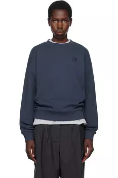 Удобный свитшот с вышивкой в виде головы лисы Maison Kitsun, синий